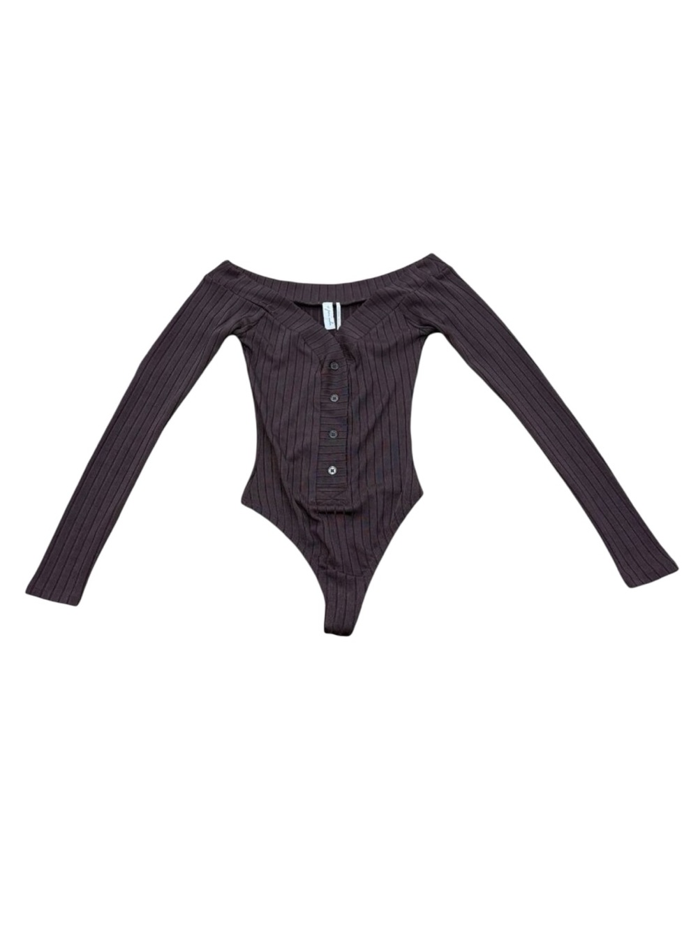 Women’s Out From Under Ribbed Off-Shoulder Bodysuit Burgundy - Picture 1 of 11